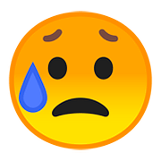 Emoji 😥 Faccina Delusa Ma Sollevata su Google Android 8.0.