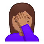 Emoji 🤦🏽 Persona Esasperata: Carnagione Olivastra su Google Android 8.0.