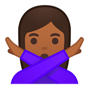 🙅🏾 Emoji Pessoa Fazendo Gesto De «não»: Pele Morena Escura na Google Android 8.0.