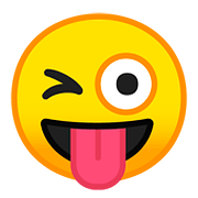 Emoji 😜 Faccina Che Fa L’occhiolino E Mostra La Lingua su Google Android 8.0.