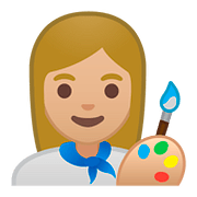 Émoji 👩🏼‍🎨 Artiste Femme : Peau Moyennement Claire sur Google Android 8.0.