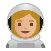 Émoji 👩🏼‍🚀 Astronaute Femme : Peau Moyennement Claire sur Google Android 8.0.