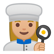 Emoji 👩🏼‍🍳 Cuoca: Carnagione Abbastanza Chiara su Google Android 8.0.