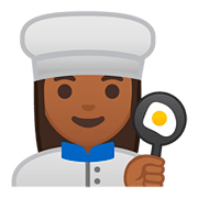 Emoji 👩🏾‍🍳 Cuoca: Carnagione Abbastanza Scura su Google Android 8.0.