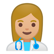 👩🏼‍⚕️ Emoji Mulher Profissional Da Saúde: Pele Morena Clara na Google Android 8.0.