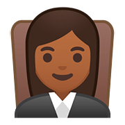 👩🏾‍⚖️ Emoji Juíza: Pele Morena Escura na Google Android 8.0.