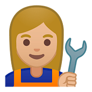Emoji 👩🏼‍🔧 Meccanico Donna: Carnagione Abbastanza Chiara su Google Android 8.0.