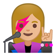 Emoji 👩🏼‍🎤 Cantante Donna: Carnagione Abbastanza Chiara su Google Android 8.0.