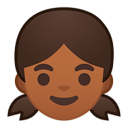 👧🏾 Emoji Niña: Tono De Piel Oscuro Medio en Google Android 8.0.