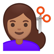 Émoji 💇🏽 Personne Qui Se Fait Couper Les Cheveux : Peau Légèrement Mate sur Google Android 8.0.