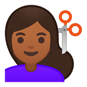 💇🏾 Emoji Pessoa Cortando O Cabelo: Pele Morena Escura na Google Android 8.0.