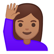 Émoji 🙋🏽 Personne Qui Lève La Main : Peau Légèrement Mate sur Google Android 8.0.