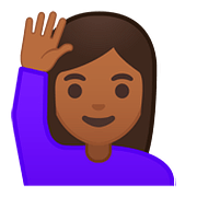 🙋🏾 Emoji Pessoa Levantando A Mão: Pele Morena Escura na Google Android 8.0.