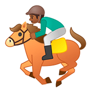 🏇🏾 Emoji Corrida De Cavalos: Pele Morena Escura na Google Android 8.0.