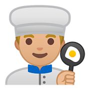 Emoji 👨🏼‍🍳 Cuoco: Carnagione Abbastanza Chiara su Google Android 8.0.