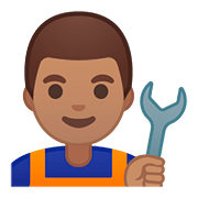 Émoji 👨🏽‍🔧 Mécanicien : Peau Légèrement Mate sur Google Android 8.0.