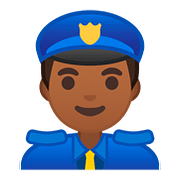 👮🏾‍♂️ Emoji Policial Homem: Pele Morena Escura na Google Android 8.0.