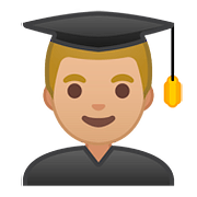 Emoji 👨🏼‍🎓 Studente: Carnagione Abbastanza Chiara su Google Android 8.0.