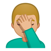 Emoji 🤦🏼‍♂️ Uomo Esasperato: Carnagione Abbastanza Chiara su Google Android 8.0.