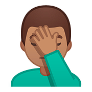 Emoji 🤦🏽‍♂️ Uomo Esasperato: Carnagione Olivastra su Google Android 8.0.