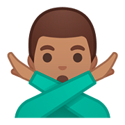 🙅🏽‍♂️ Emoji Homem Fazendo Gesto De «não»: Pele Morena na Google Android 8.0.