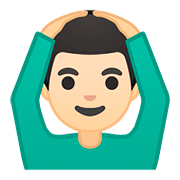 🙆🏻‍♂️ Emoji Mann mit Händen auf dem Kopf: helle Hautfarbe Google Android 8.0.