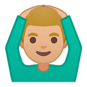 🙆🏼‍♂️ Emoji Mann mit Händen auf dem Kopf: mittelhelle Hautfarbe Google Android 8.0.