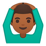 🙆🏾‍♂️ Emoji Mann mit Händen auf dem Kopf: mitteldunkle Hautfarbe Google Android 8.0.