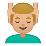 💆🏼‍♂️ Emoji Mann, der eine Kopfmassage bekommt: mittelhelle Hautfarbe Google Android 8.0.