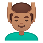 💆🏽‍♂️ Emoji Mann, der eine Kopfmassage bekommt: mittlere Hautfarbe Google Android 8.0.
