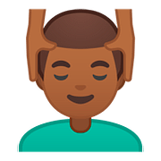 💆🏾‍♂️ Emoji Mann, der eine Kopfmassage bekommt: mitteldunkle Hautfarbe Google Android 8.0.