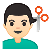 Emoji 💇🏻‍♂️ Taglio Di Capelli Per Uomo: Carnagione Chiara su Google Android 8.0.