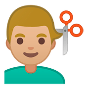 💇🏼‍♂️ Emoji Homem Cortando O Cabelo: Pele Morena Clara na Google Android 8.0.