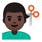 Emoji 💇🏿‍♂️ Taglio Di Capelli Per Uomo: Carnagione Scura su Google Android 8.0.