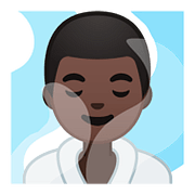 🧖🏿‍♂️ Emoji Homem Na Sauna: Pele Escura na Google Android 8.0.