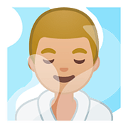 Emoji 🧖🏼‍♂️ Uomo In Sauna: Carnagione Abbastanza Chiara su Google Android 8.0.