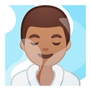 🧖🏽‍♂️ Emoji Homem Na Sauna: Pele Morena na Google Android 8.0.