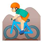 🚵🏻‍♂️ Emoji Homem Fazendo Mountain Bike: Pele Clara na Google Android 8.0.