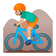 🚵🏼‍♂️ Emoji Homem Fazendo Mountain Bike: Pele Morena Clara na Google Android 8.0.