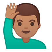 🙋🏽‍♂️ Emoji Homem Levantando A Mão: Pele Morena na Google Android 8.0.