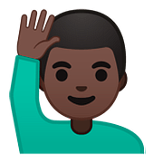 Emoji 🙋🏿‍♂️ Uomo Con Mano Alzata: Carnagione Scura su Google Android 8.0.