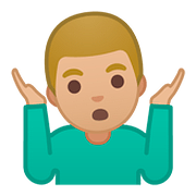 🤷🏼‍♂️ Emoji Hombre Encogido De Hombros: Tono De Piel Claro Medio en Google Android 8.0.