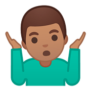 🤷🏽‍♂️ Emoji schulterzuckender Mann: mittlere Hautfarbe Google Android 8.0.