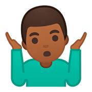 Emoji 🤷🏾‍♂️ Uomo Che Scrolla Le Spalle: Carnagione Abbastanza Scura su Google Android 8.0.