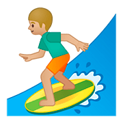 Émoji 🏄🏼‍♂️ Surfeur : Peau Moyennement Claire sur Google Android 8.0.