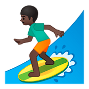 🏄🏿‍♂️ Emoji Homem Surfista: Pele Escura na Google Android 8.0.