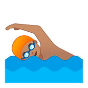 Emoji 🏊🏽‍♂️ Nuotatore: Carnagione Olivastra su Google Android 8.0.