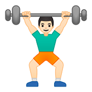 🏋🏻‍♂️ Emoji Homem Levantando Peso: Pele Clara na Google Android 8.0.