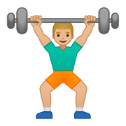 🏋🏼‍♂️ Emoji Hombre Levantando Pesas: Tono De Piel Claro Medio en Google Android 8.0.