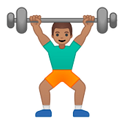 🏋🏽‍♂️ Emoji Homem Levantando Peso: Pele Morena na Google Android 8.0.